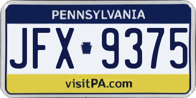 PA license plate JFX9375