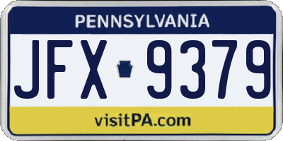 PA license plate JFX9379