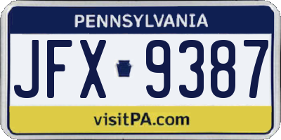 PA license plate JFX9387