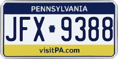 PA license plate JFX9388