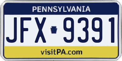 PA license plate JFX9391