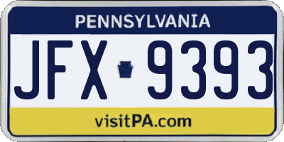 PA license plate JFX9393