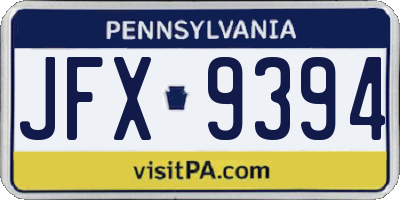 PA license plate JFX9394