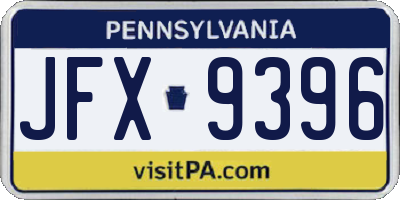 PA license plate JFX9396