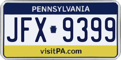 PA license plate JFX9399