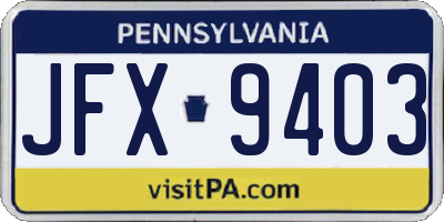 PA license plate JFX9403