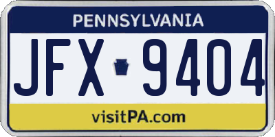 PA license plate JFX9404