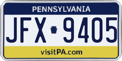 PA license plate JFX9405