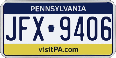 PA license plate JFX9406