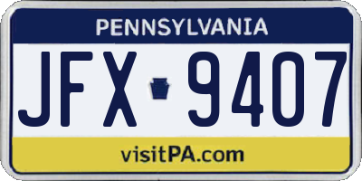PA license plate JFX9407