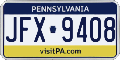PA license plate JFX9408