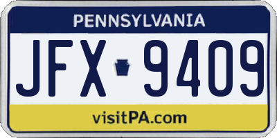 PA license plate JFX9409