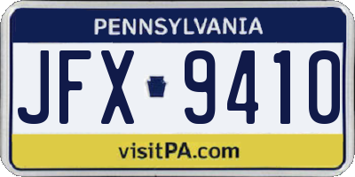 PA license plate JFX9410