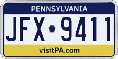 PA license plate JFX9411