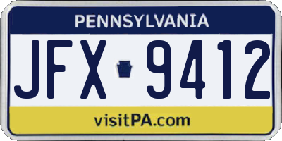 PA license plate JFX9412