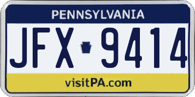 PA license plate JFX9414