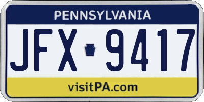 PA license plate JFX9417