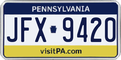 PA license plate JFX9420