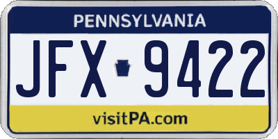 PA license plate JFX9422