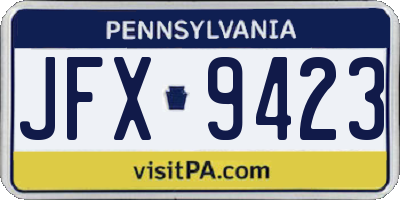 PA license plate JFX9423