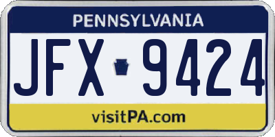 PA license plate JFX9424