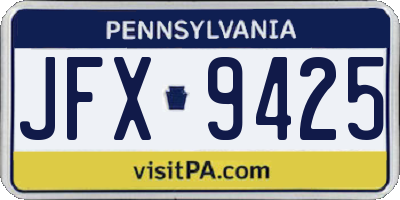 PA license plate JFX9425