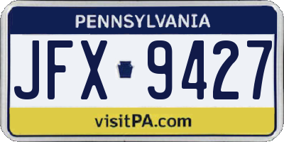 PA license plate JFX9427