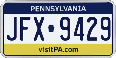 PA license plate JFX9429