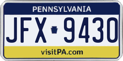 PA license plate JFX9430