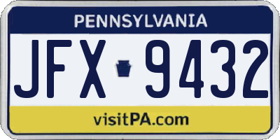 PA license plate JFX9432
