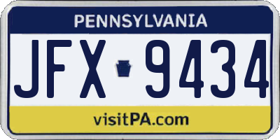 PA license plate JFX9434