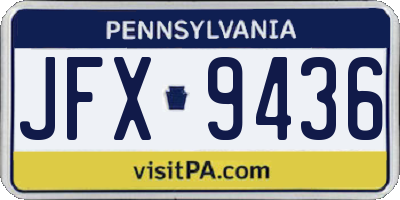 PA license plate JFX9436