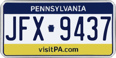 PA license plate JFX9437