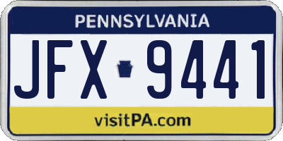 PA license plate JFX9441