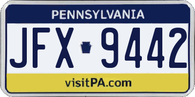 PA license plate JFX9442