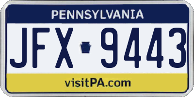 PA license plate JFX9443