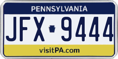 PA license plate JFX9444