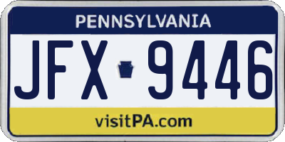 PA license plate JFX9446