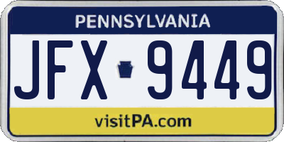 PA license plate JFX9449
