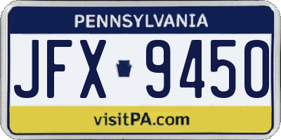 PA license plate JFX9450