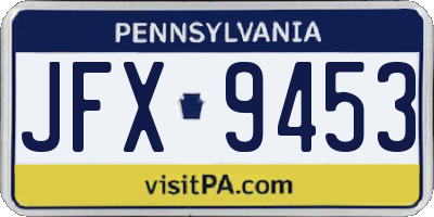 PA license plate JFX9453