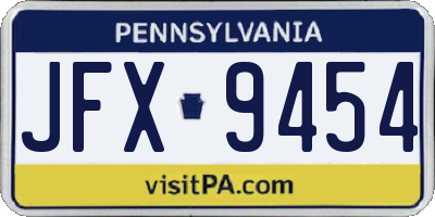 PA license plate JFX9454