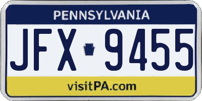 PA license plate JFX9455