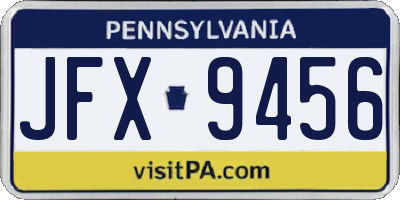 PA license plate JFX9456