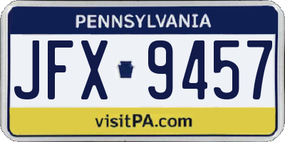 PA license plate JFX9457