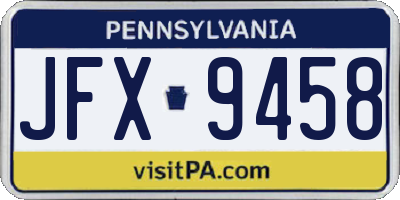 PA license plate JFX9458