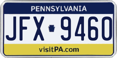 PA license plate JFX9460