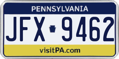 PA license plate JFX9462