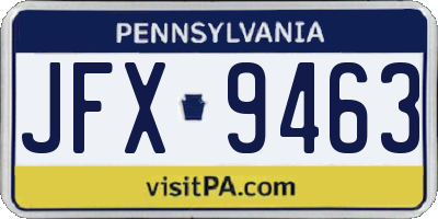 PA license plate JFX9463