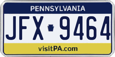 PA license plate JFX9464